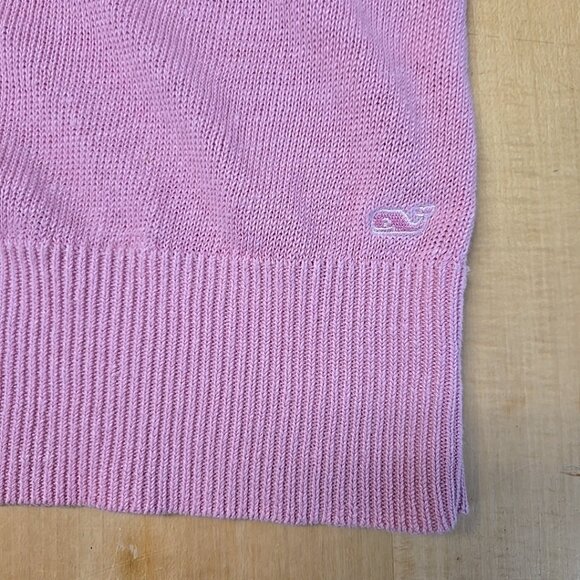Vineyard Vines 100% Linen Sweater Womens Size Medium Pink Loose Knit V Neck - Picture 8 of 10